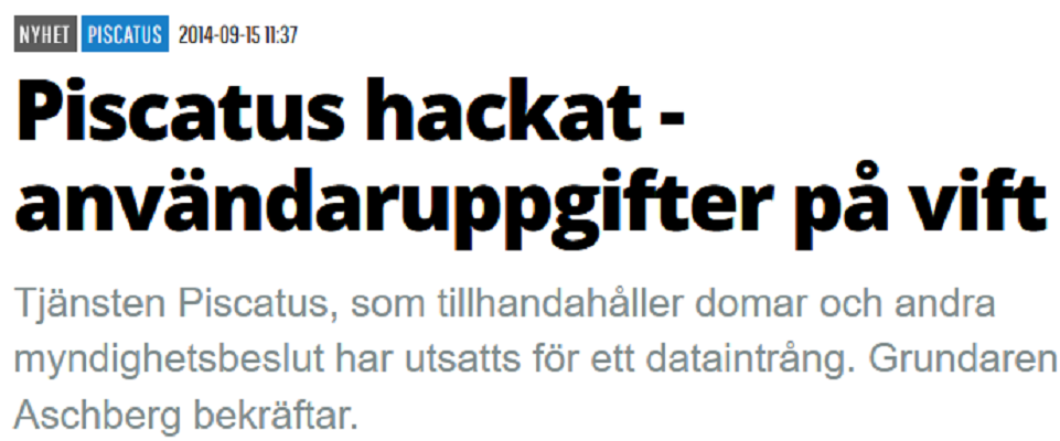 Databasen Piscatus hackad