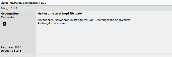 Flashback –  MrAwsome avstängd för 1.06