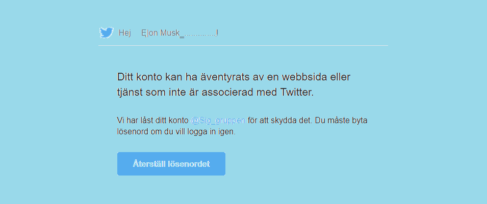 Twitter – Vårt konto hackades